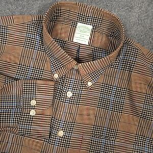 NWT Brooks Brothers Shirt Mens L Glen Plaid Non-Iron Stretch Slim Fit Button